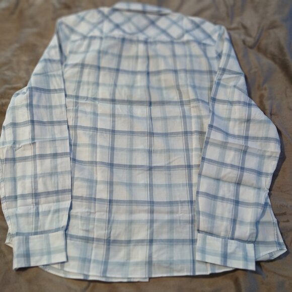 Untuckit Melini Women's Long Sleeve Blue and White Button Down Shirt SZ 14 NWT - Picture 3 of 10